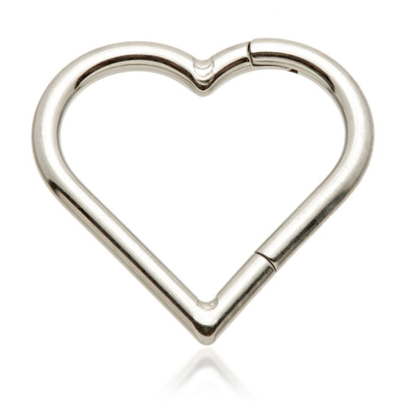 Titanium Heart Shaped Hinged Ring (Daith Piercings) JEWELLERY ONLY